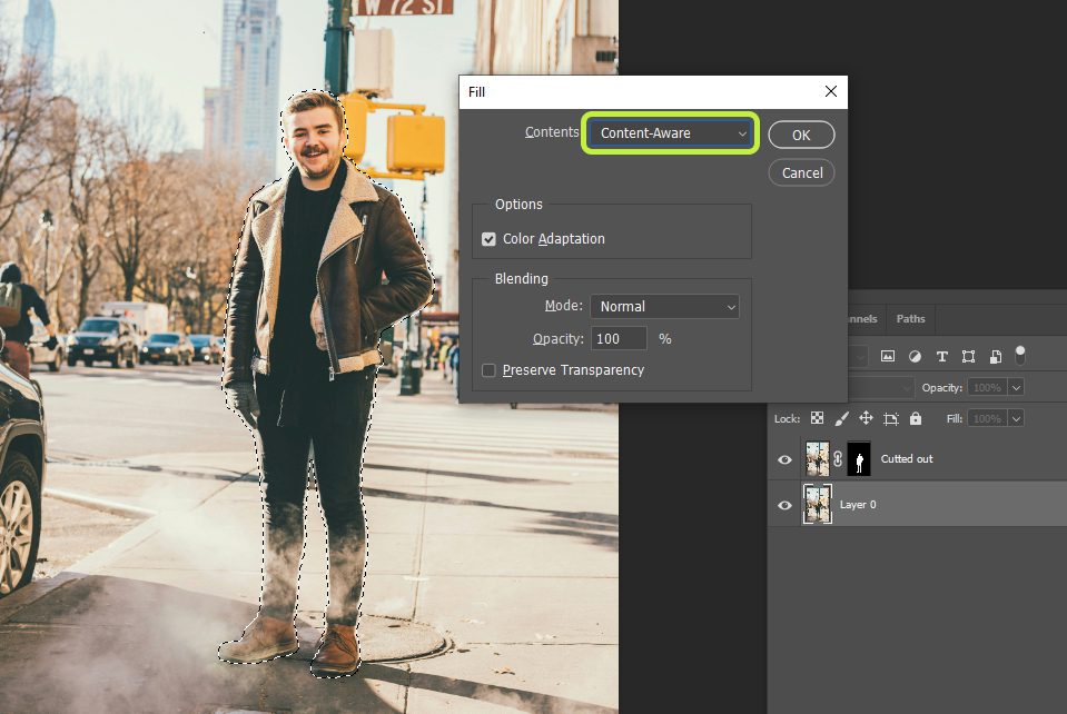 Как удалить объект в Adobe Photoshop